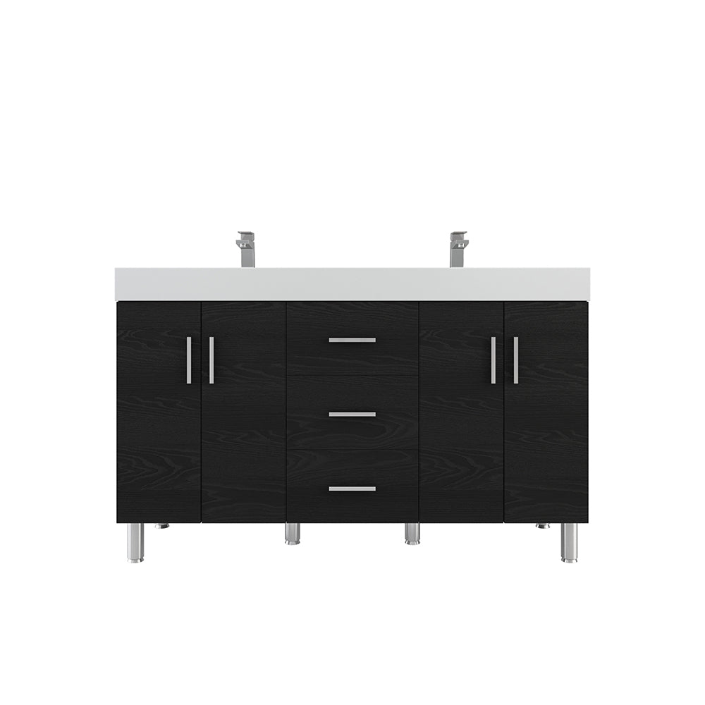 Ripley 60 inch Double Modern Bathroom Vanity Black