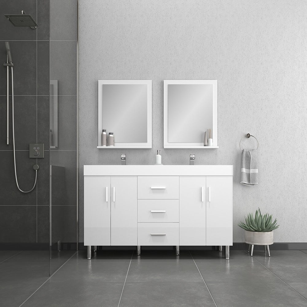 Ripley 60 inch Double Modern Bathroom Vanity White