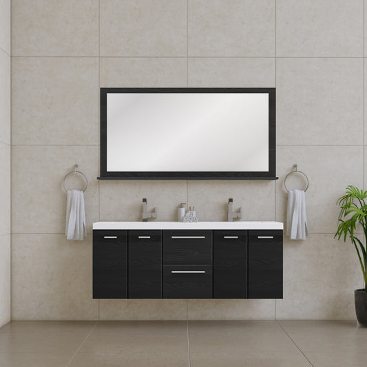Ripley 60 inch Wall Mount Double Modern Bathroom Vanity Black