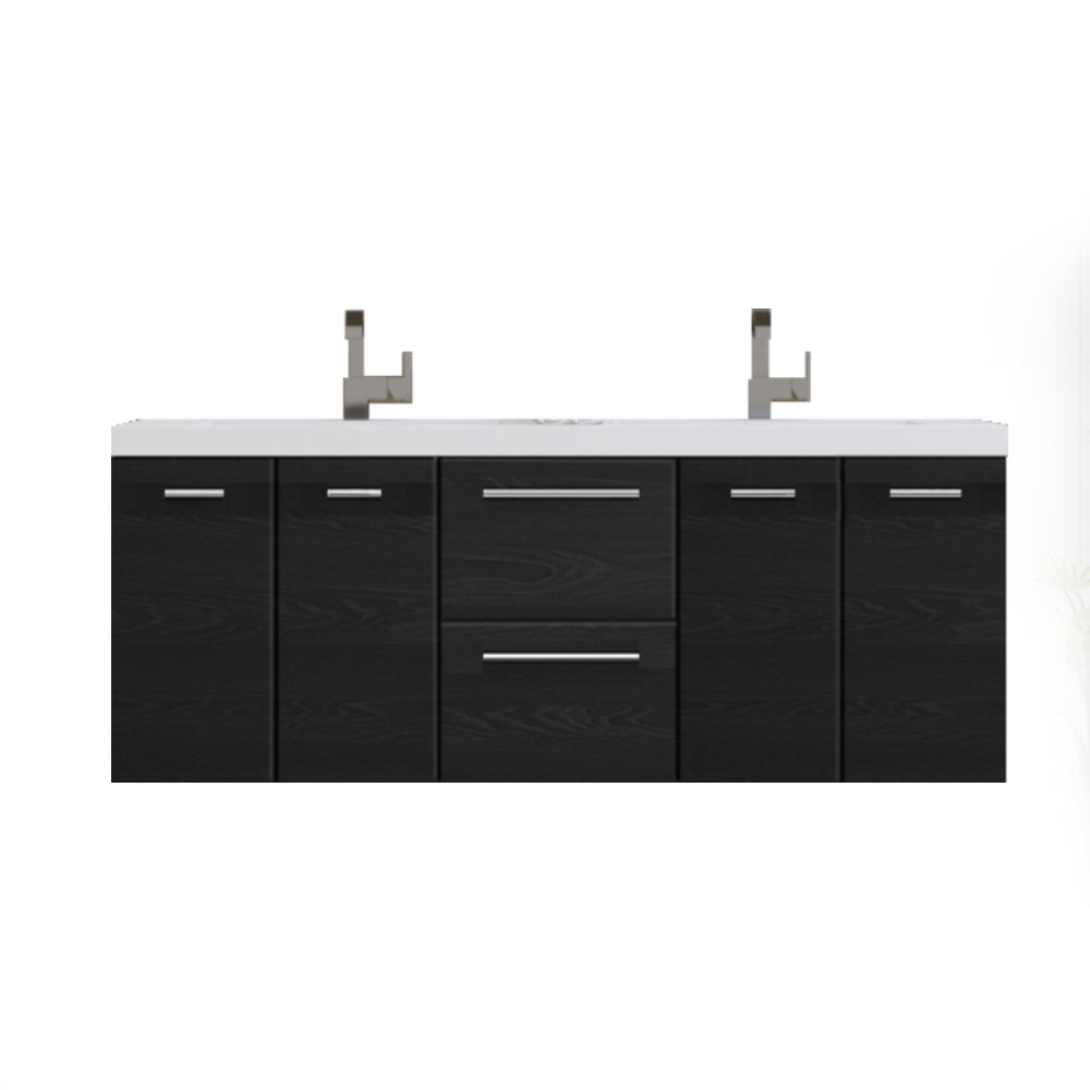 Ripley 54 inch Wall Mount Double Modern Bathroom Vanity Black