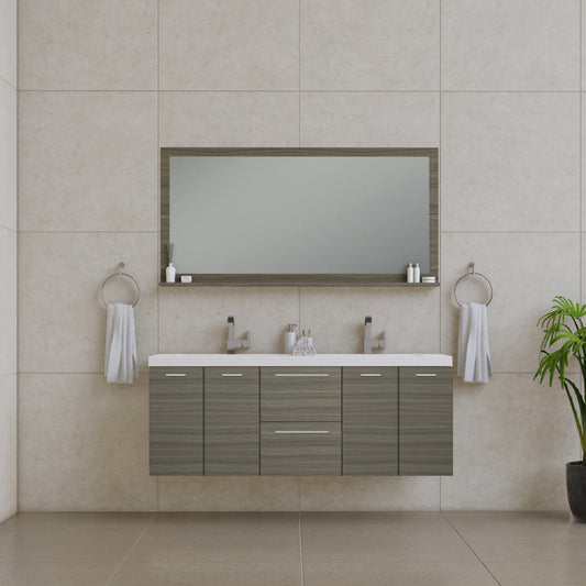 Ripley 60 inch Wall Mount Double Modern Bathroom Vanity Gray