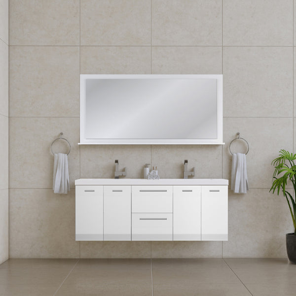 Ripley 54 inch Wall Mount Double Modern Bathroom Vanity White