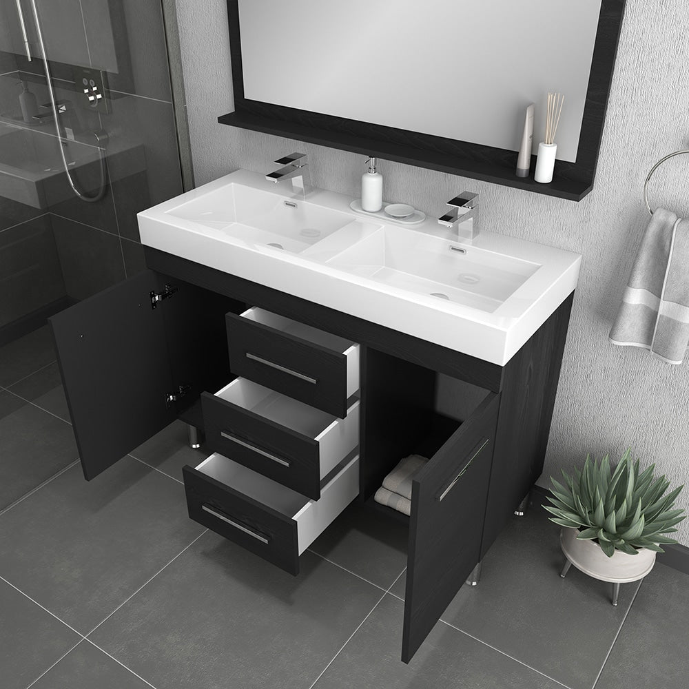 Ripley 48 inch Double Modern Bathroom Vanity Black