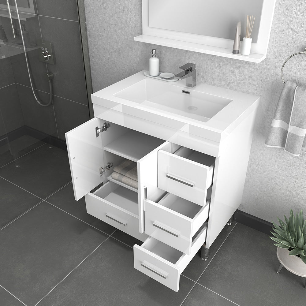 Ripley 30 inch Modern Bathroom Vanity with Drawers White