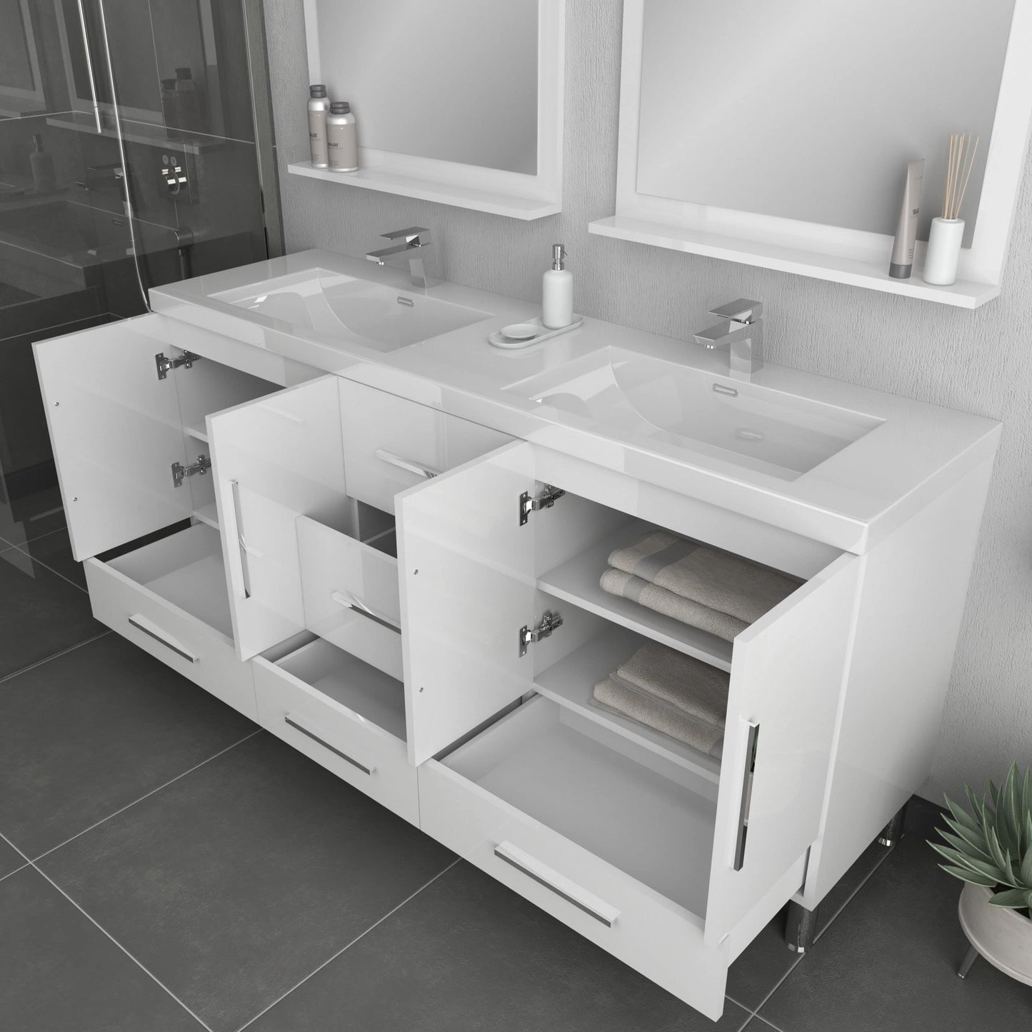 Ripley 67 inch Double Bathroom Vanity White