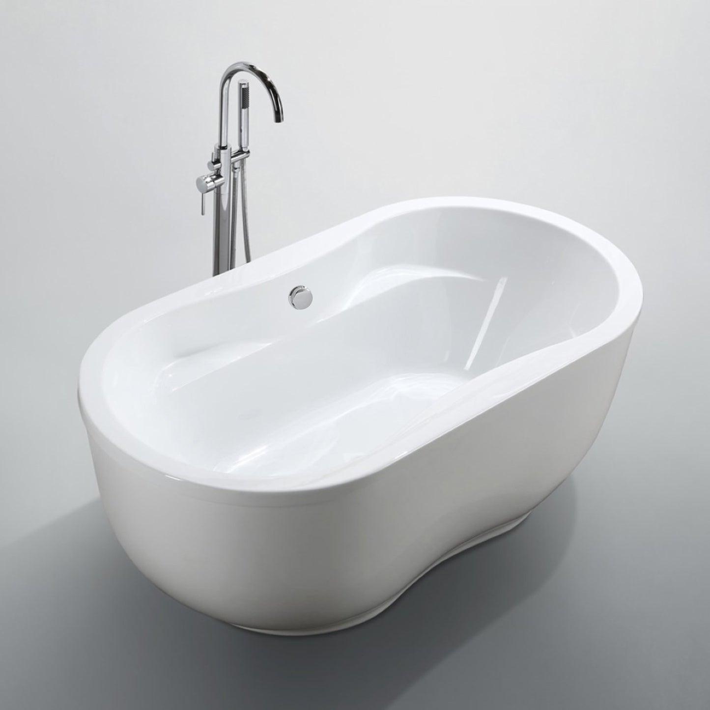 Brescia 65 in. Freestanding Bathtub in Glossy White