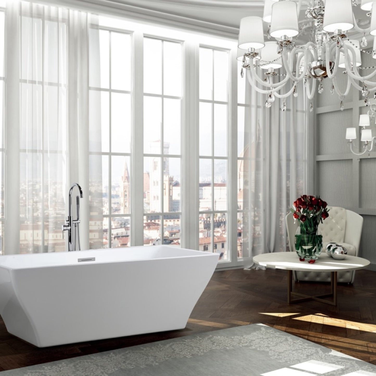 Messina 71 in. Freestanding Bathtub in Glossy White