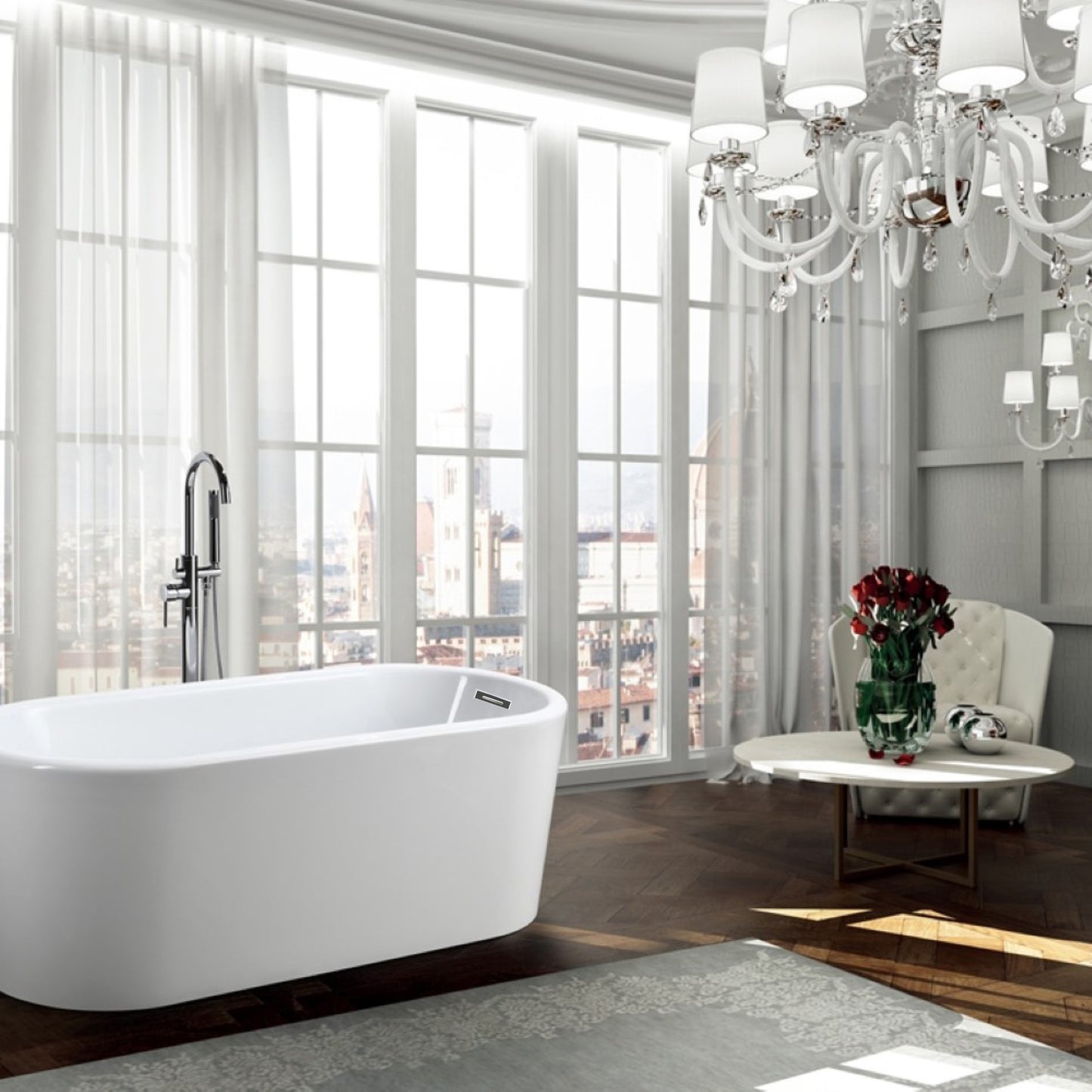 Padua 63 in. Freestanding Bathtub in Glossy White