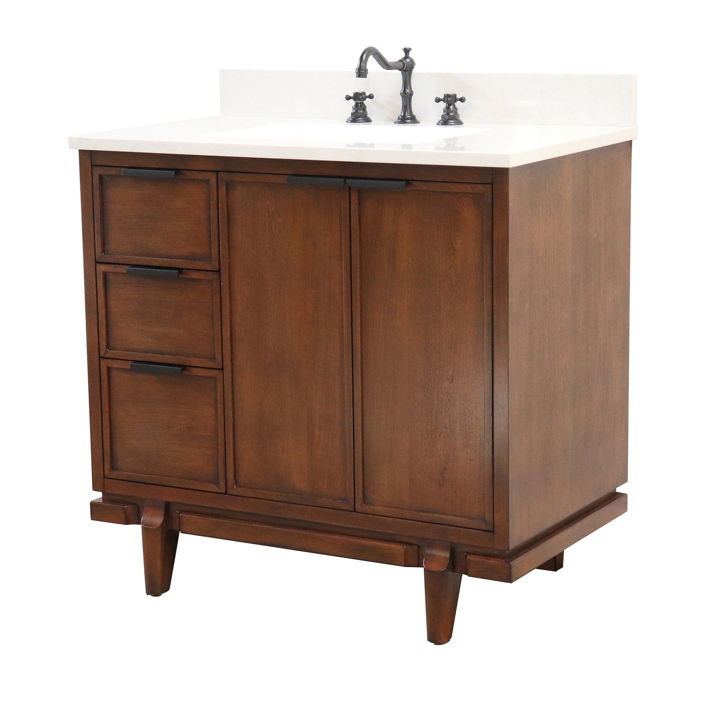 37 in. Single Sink Vanity in Dark Cherry with Engineered Quartz Top