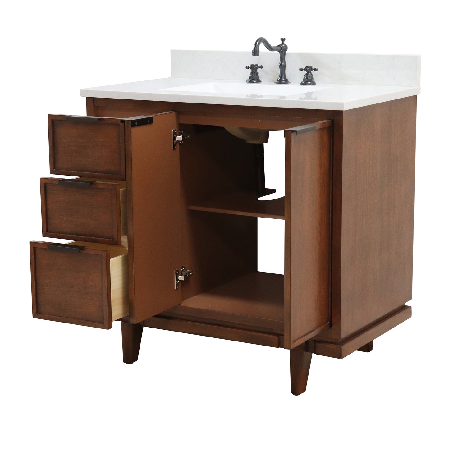 37 in. Single Sink Vanity in Dark Cherry with Engineered Quartz Top