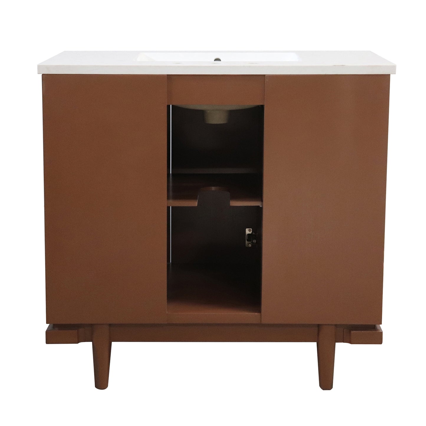 37 in. Single Sink Vanity in Dark Cherry with Engineered Quartz Top