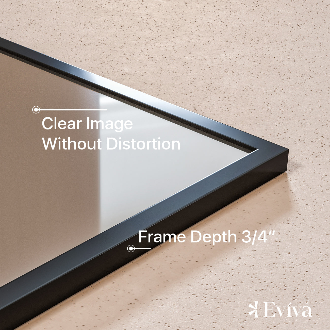 EVIVA Black 24X30 Inch Modern Framed Bathroom Mirror