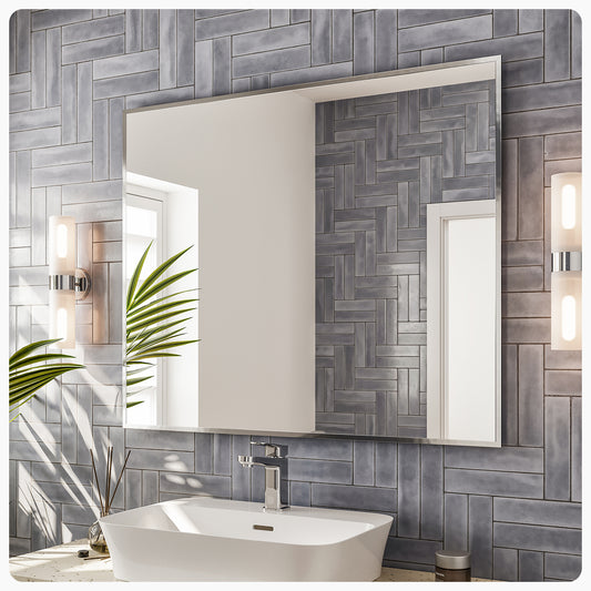 Eviva Sax 36 in. Polished Chrome Framed Bathroom Wall Mirror