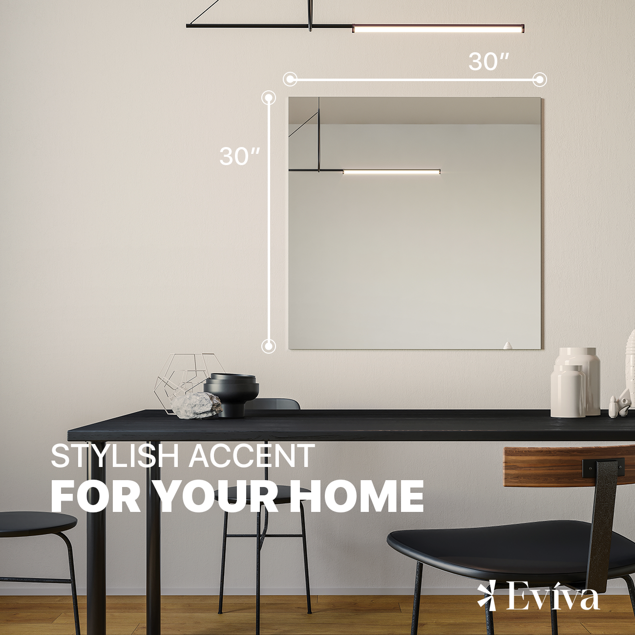 Eviva Sleek 30" Frameless Bathroom Wall Mirror