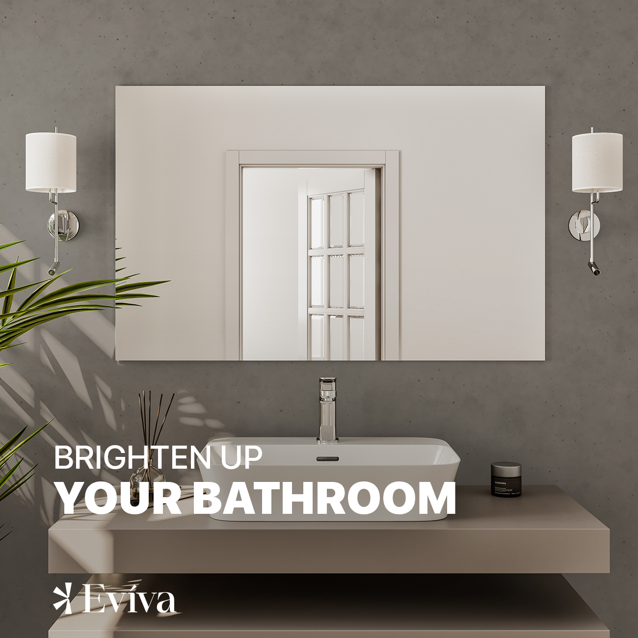 Eviva Sleek 42" Frameless Bathroom Wall Mirror