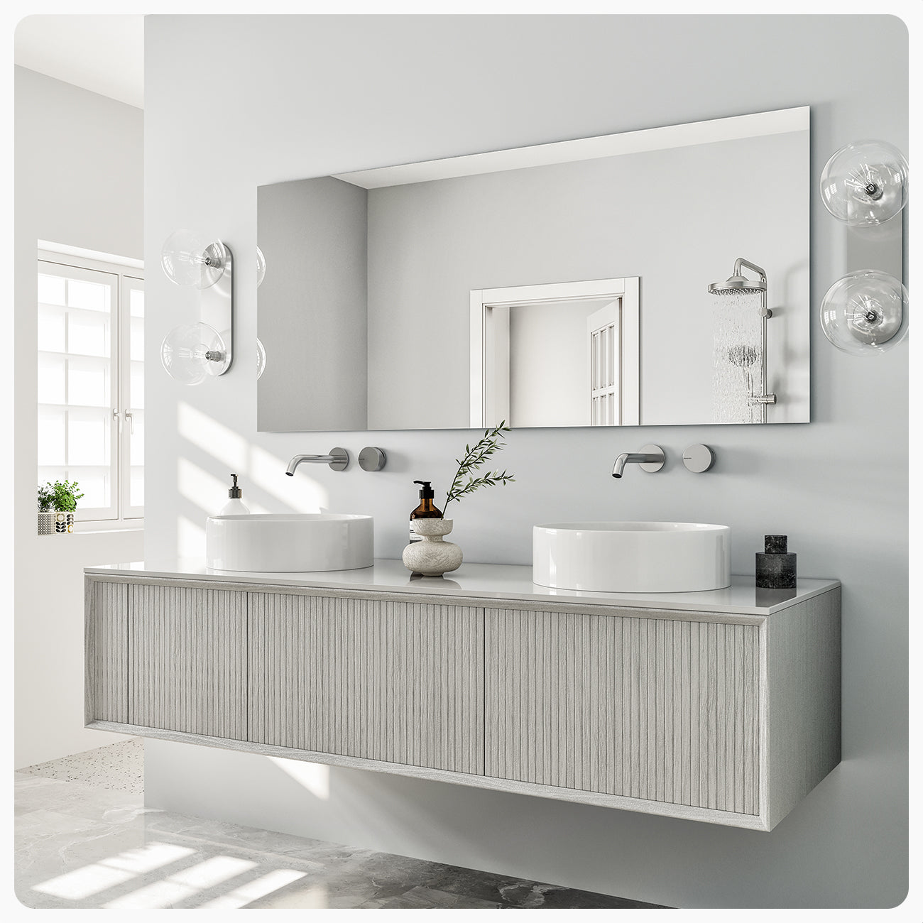 Eviva Sleek 55" Frameless Bathroom Wall Mirror