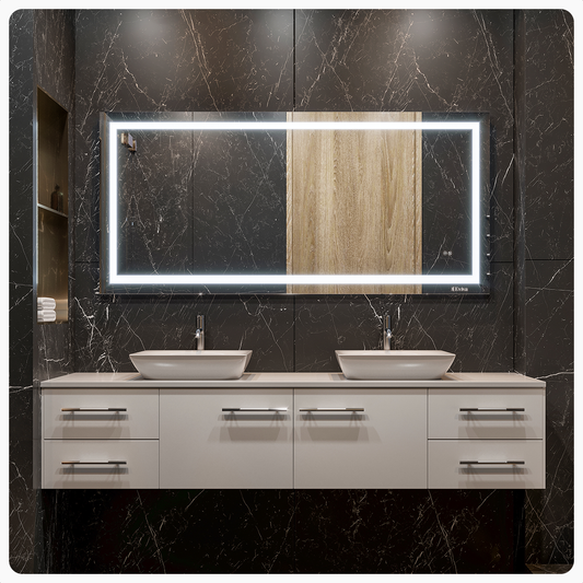 Glow 60"W x 28"H Rectangular Frameless LED Mirror