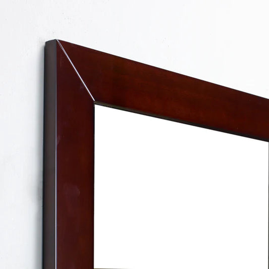 New York 48"W x 30"H Rectangular Mirror with Brown Wooden Frame