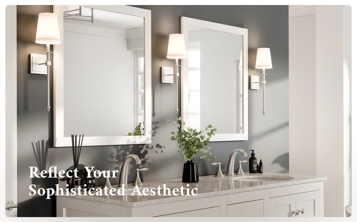 Eviva Acclaim Transitional White Bathroom Vanity Mirror