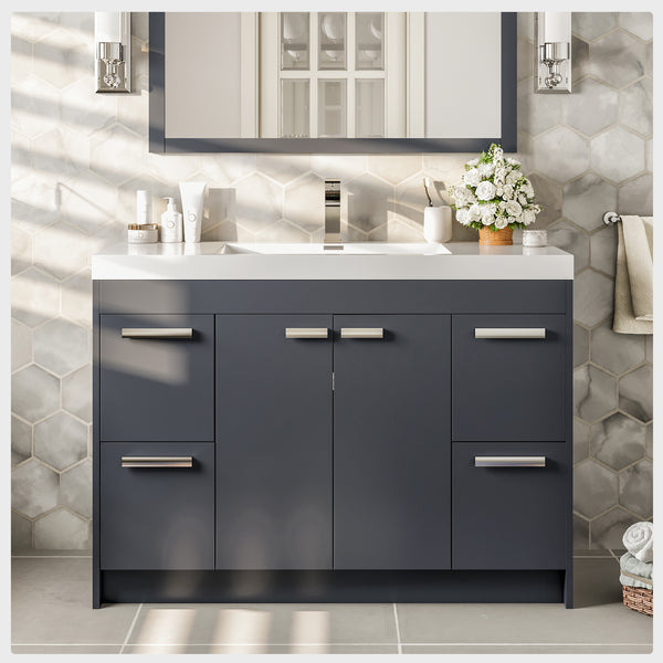 Eviva Lugano 42 Gray Modern Bathroom Vanity with White Integrated Acrylic Sink