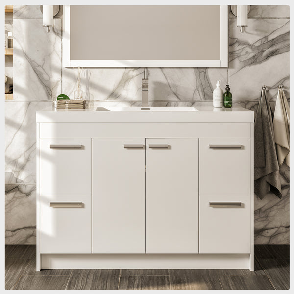 Eviva Lugano 42 White Modern Bathroom Vanity with White Integrated Acrylic Sink