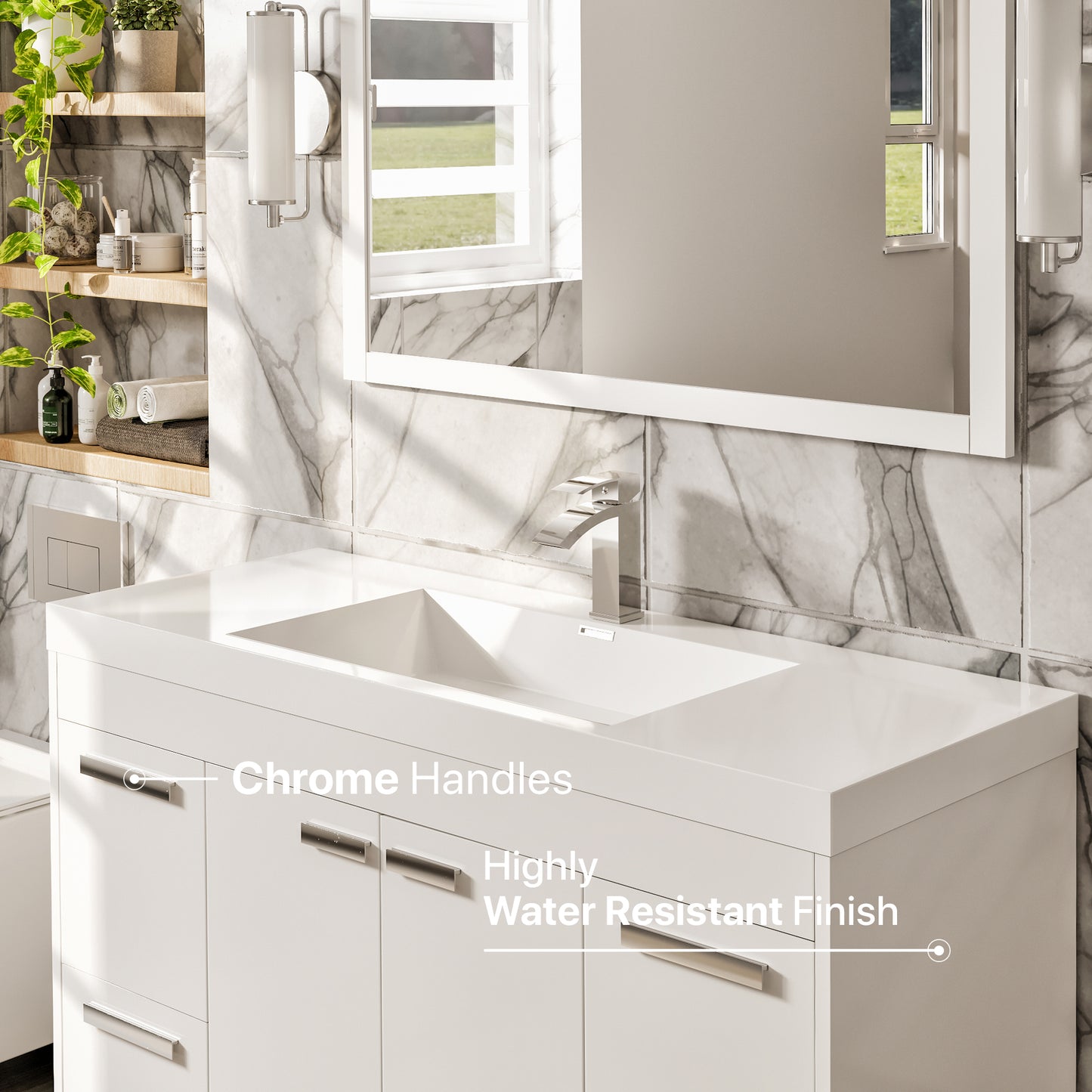 Eviva Lugano 42" White Modern Bathroom Vanity with White Integrated Acrylic Sink