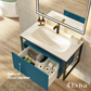 Eviva Modena 32" Wall Mounted Teal Bathroom Vanity with White Integrated Solid Surface Countertop