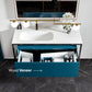 Eviva Modena 51" Wall Mounted Teal Bathroom Vanity with White Integrated Solid Surface Countertop