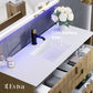 Eviva Mosaic 48"W x 20"D Natural Oak Wall Mount Bathroom Vanity with Solid Surface Countertop and Integrated Sink