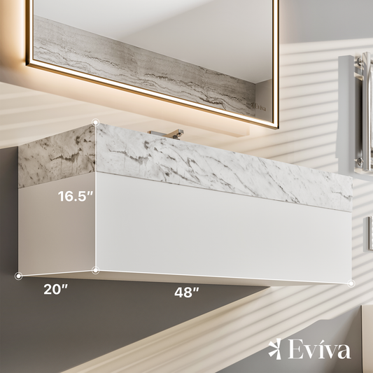 EVIVA Fritti 48" White Wall Mount Bathroom Vanity with Marble Basin