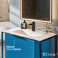 Moma 32"W x 18"D Blue Wall Mount Bathroom Vanity with White Solid Surface Countertop and Integrated Sink