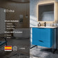 Moma 32"W x 18"D Blue Wall Mount Bathroom Vanity with White Solid Surface Countertop and Integrated Sink