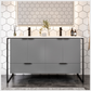 Eviva Moma 48" Grey Double Sink Bathroom Vanity with Black Metallic Legs