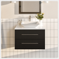 Totti Wave 24" Espresso Modern Bathroom Vanity w/ Super White Man-Made Stone Top & Sink