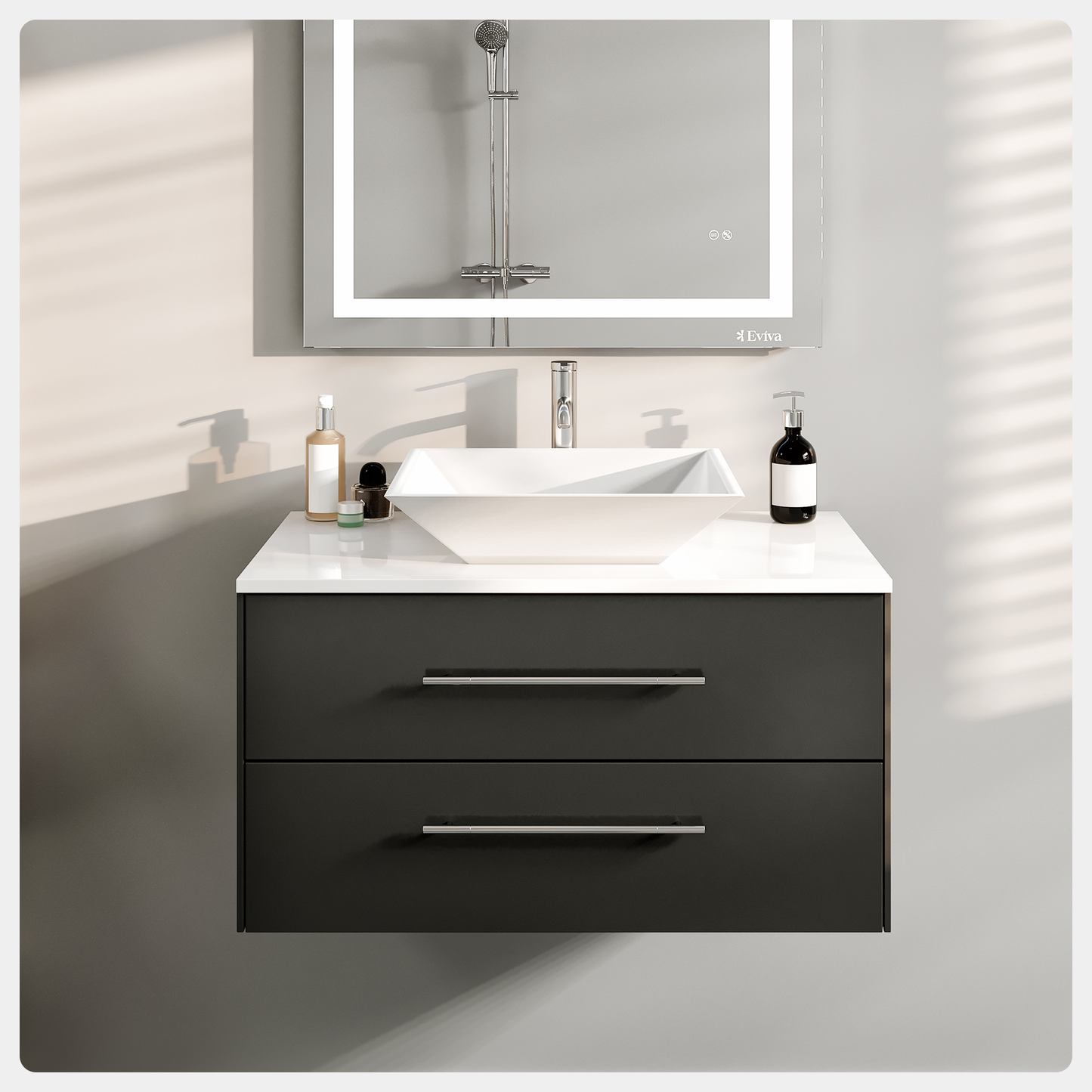 Totti Wave 30" Espresso Modern Bathroom Vanity with Super White Man-Made Stone Top & Sink