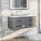 Totti Wave 36" Gray Modern Bathroom Vanity w/ Super White Man-Made Stone Top & Sink