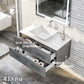 Totti Wave 36" Gray Modern Bathroom Vanity w/ Super White Man-Made Stone Top & Sink