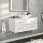 Totti Wave 36" White Modern Bathroom Vanity w/ Super White Man-Made Stone Top & Sink