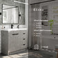 Lugano 36"W x 20"D Cement Gray Bathroom Vanity with White Acrylic Countertop and Integrated Sink