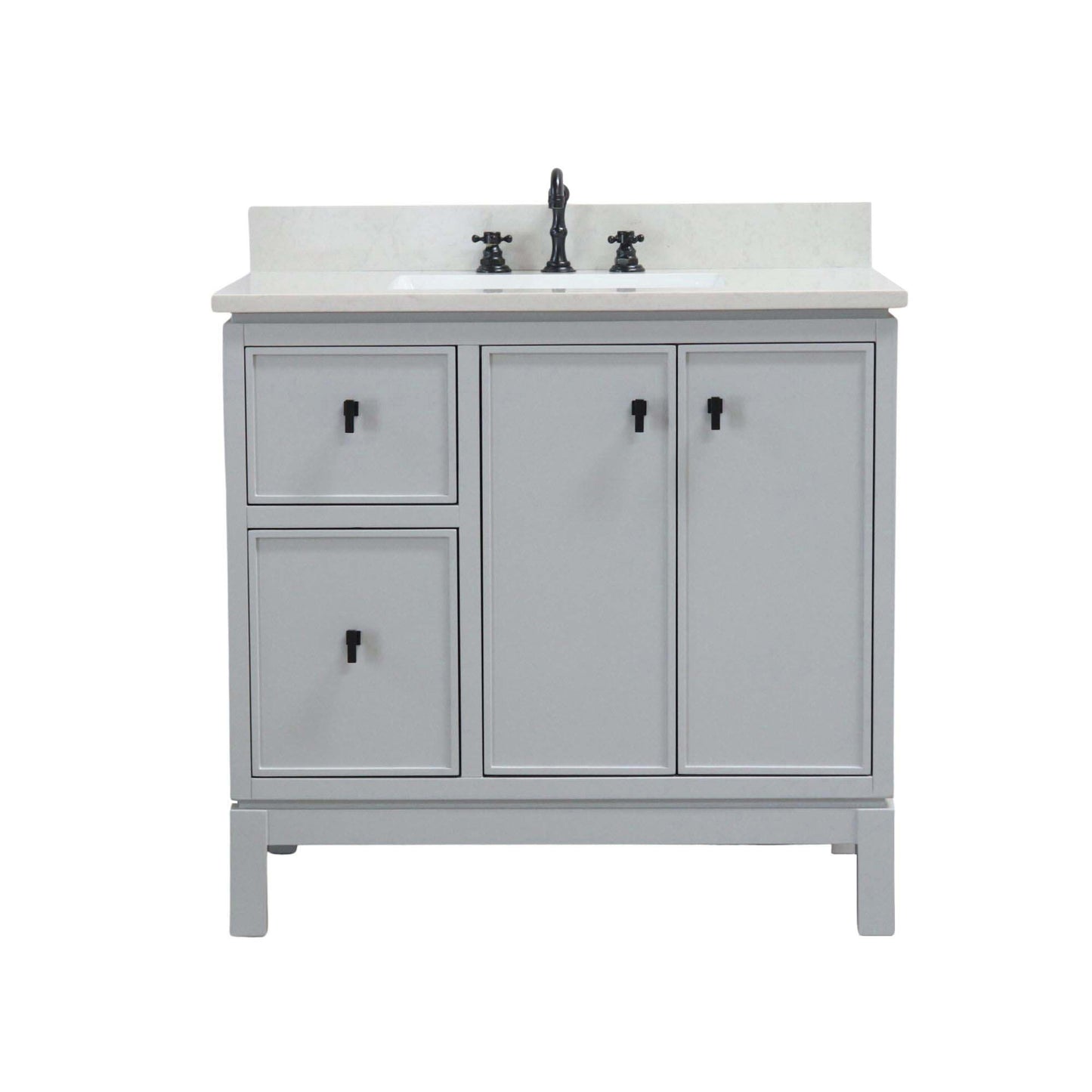 37 in. Single Sink Vanity in French Gray with Engineered Quartz Top