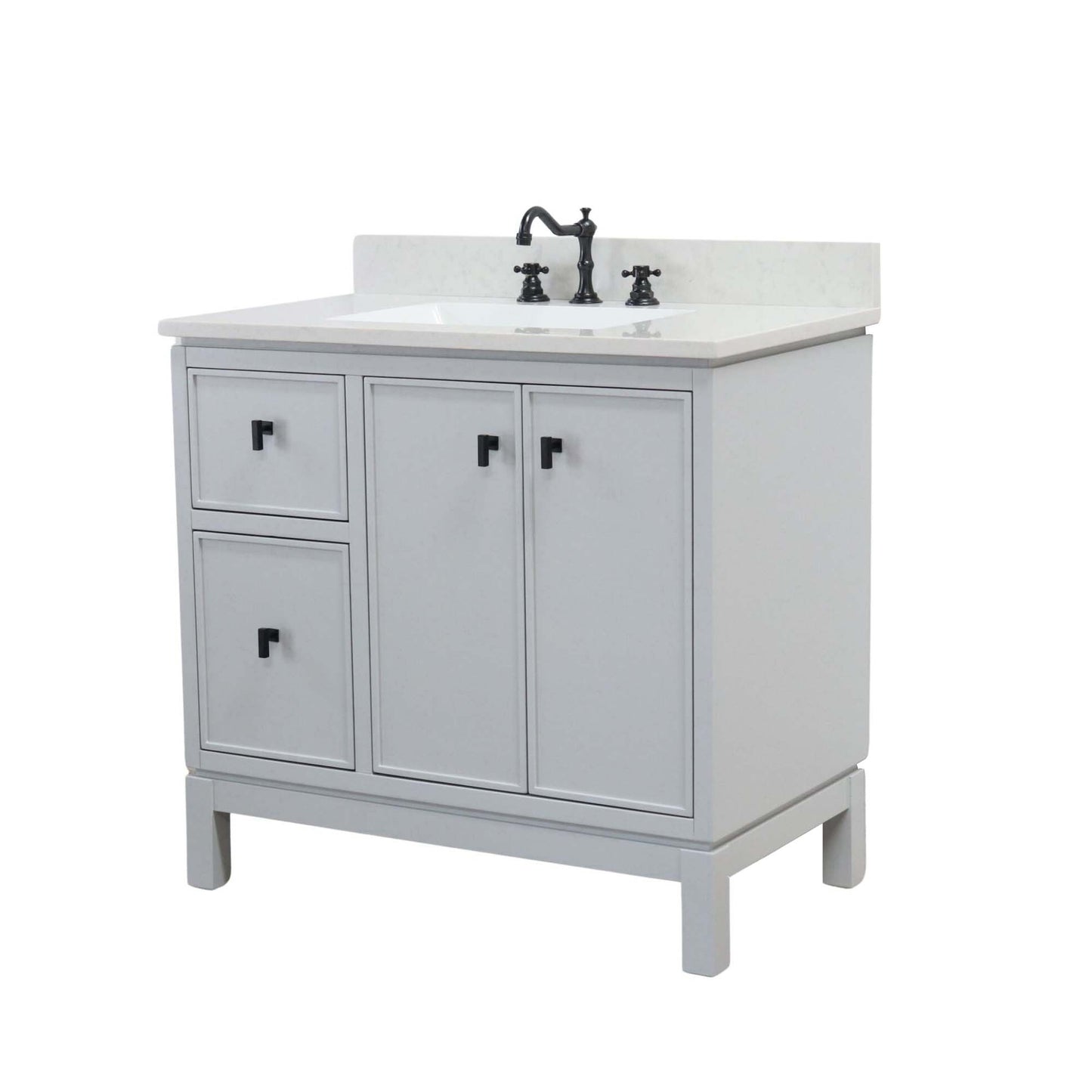 37 in. Single Sink Vanity in French Gray with Engineered Quartz Top