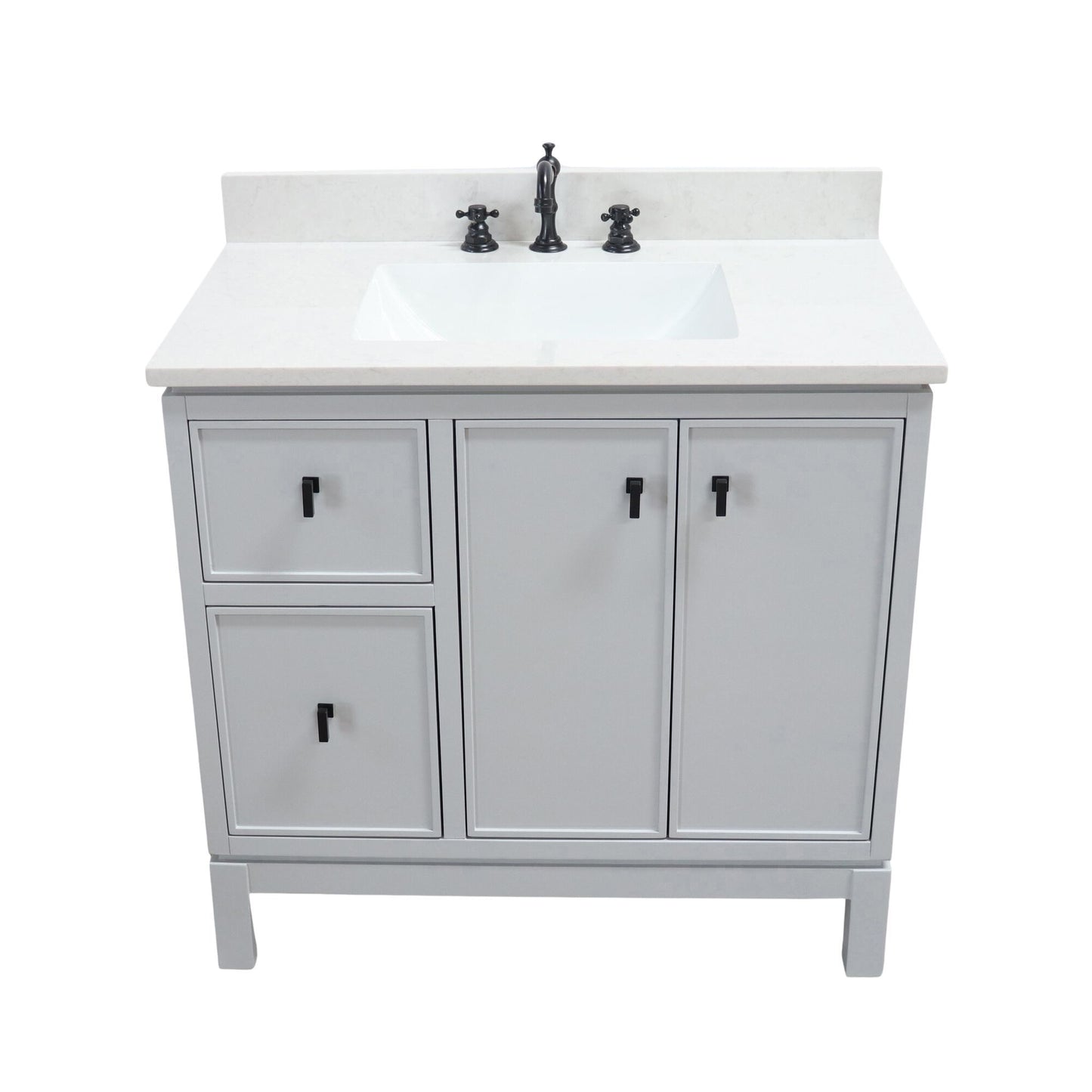 37 in. Single Sink Vanity in French Gray with Engineered Quartz Top