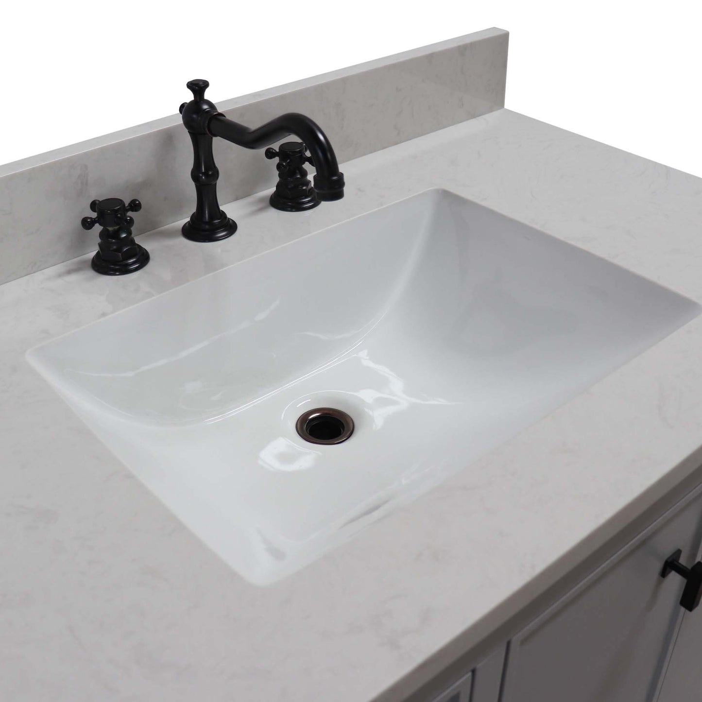 37 in. Single Sink Vanity in French Gray with Engineered Quartz Top