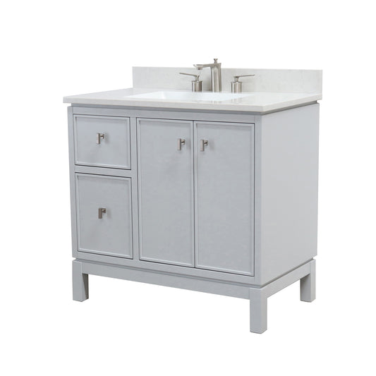 37 in. Single Sink Vanity in French Gray with Engineered Quartz Top