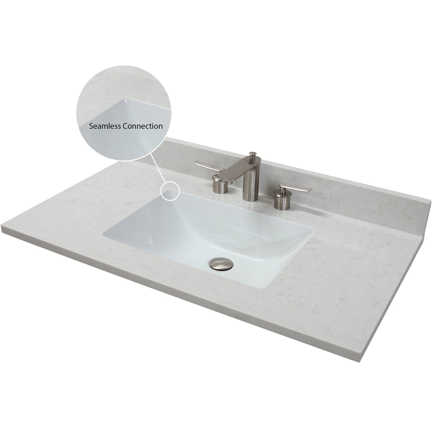 37 in. Single Sink Vanity in White with Engineered Quartz Top