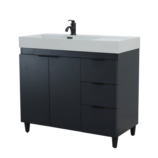 39 in. Single Sink Vanity in Dark Gray with Light Gray Composite Granite Sink Top