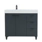 39 in. Single Sink Vanity in Dark Gray with Light Gray Composite Granite Sink Top