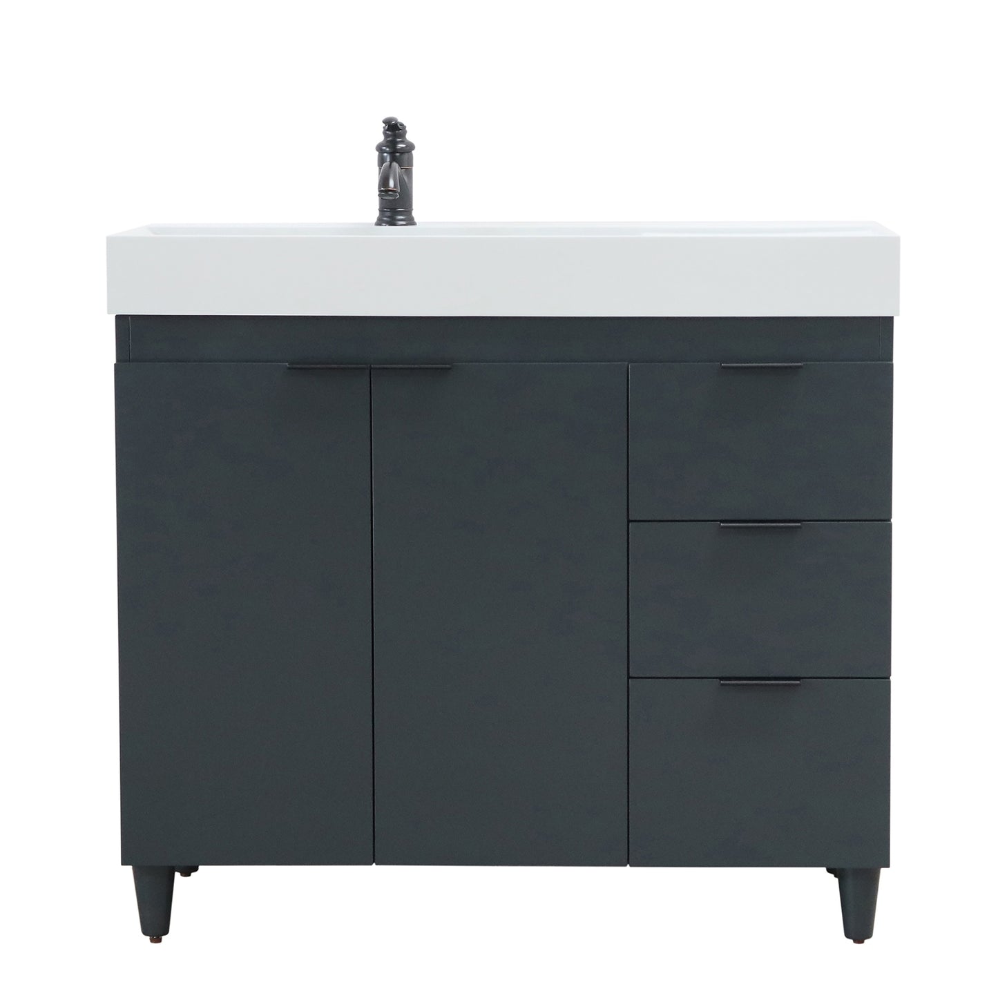 39 in. Single Sink Vanity in Dark Gray with Light Gray Composite Granite Sink Top