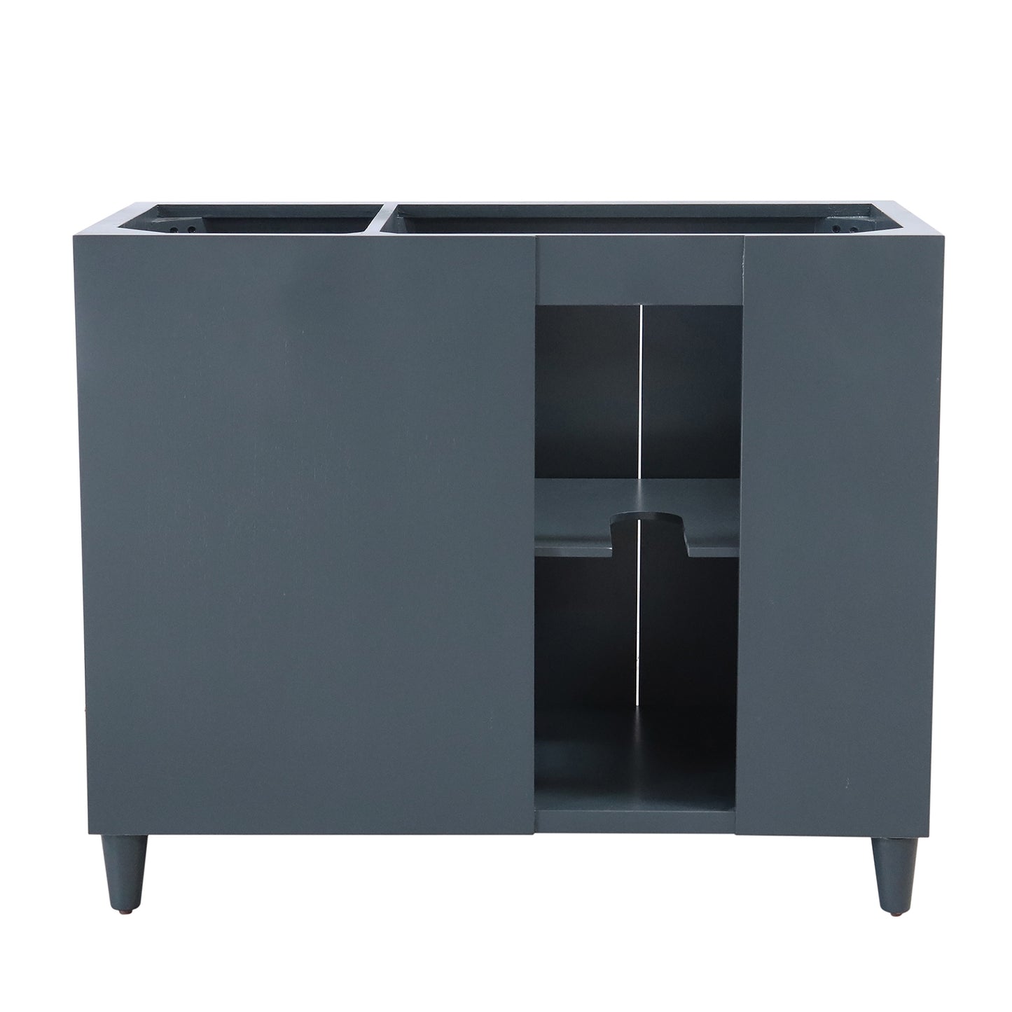 39 in. Single Sink Vanity in Dark Gray with Light Gray Composite Granite Sink Top