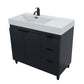 39 in. Single Sink Vanity in Dark Gray with Light Gray Composite Granite Sink Top